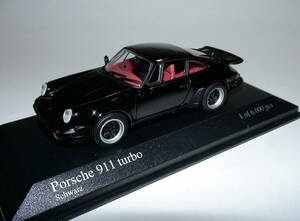 新品【ミニチャンプス】PORSCHE 911 turbo 1977 Black 1/43 ポルシェ