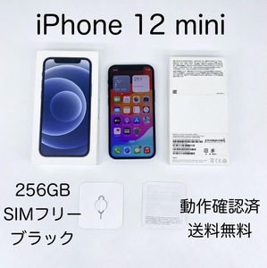 即配【美品】SIMフリー Apple iPhone12 mini 256GB A2398 MGDR3J/A ブラック 動作確認済 送料無料