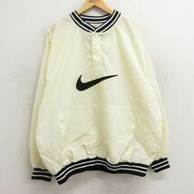 XL/古着 ナイキ NIKE 長袖 ナイロン ジャケット メンズ 90s ビッグロゴ 大きいサイズ 生成り spe 24apr26 中古 アウター ウインドブレーカ_画像1