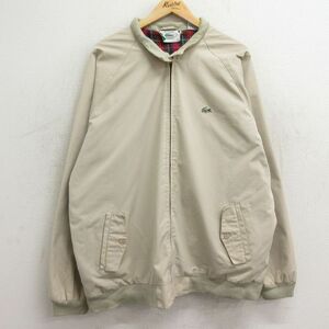 XL/古着 ラコステ LACOSTE IZOD 長袖 ブランド ジャケット スイングトップ メンズ 90s ワンポイントロゴ ラグラン 大きいサイズ ベージュ