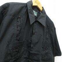 XL/古着 HABAND 半袖 キューバ シャツ メンズ 00s 刺繍 大きいサイズ 黒 ブラック 24may06 中古 トップス_画像2