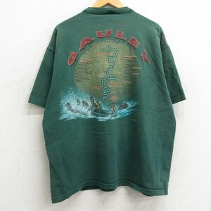 XL/古着 半袖 ビンテージ Tシャツ メンズ 90s カヌー ゴーリー コットン ヘンリーネック 緑 グリーン 24may06 中古