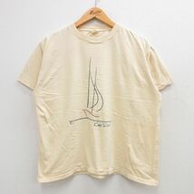 XL/古着 半袖 ビンテージ Tシャツ メンズ 90s キーウエスト コットン クルーネック 薄黄 イエロー 24may06 中古_画像1