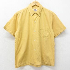 M/古着 半袖 ビンテージ シャツ メンズ 70s ボタンダウン 黄 イエロー 24may07 中古 トップス