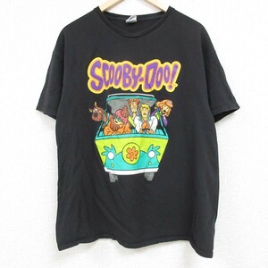 XL/古着 半袖 Tシャツ メンズ アニメ スクービードゥー シャギー コットン クルーネック 黒 ブラック 24may07 中古