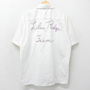 XL/古着 キャンパス 半袖 ビンテージ シャツ メンズ 70s Lilac Ridge Farm 手縫い刺繍 白 ホワイト spe 24may07 中古 トップス