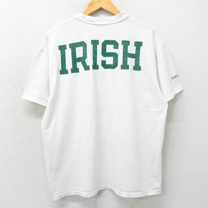 XL/古着 チャンピオン champion 半袖 ビンテージ Tシャツ メンズ 00s ノートルダム大学 アイリッシュ コットン クルーネック 白 ホワイト 2