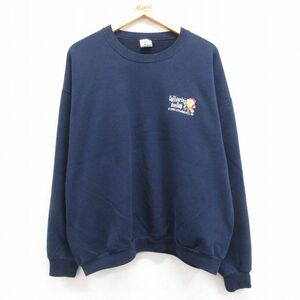 XL/古着 ジャージーズ 長袖 スウェット メンズ 90s スマイル 大きいサイズ クルーネック 紺 ネイビー 24may08 中古 スエット トレーナー ト