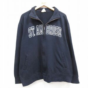 XL/古着 MVスポーツ 長袖 フルジップ スウェット メンズ 00s セントアンブロース 紺 ネイビー 24may08 中古 スエット トレーナー トップス