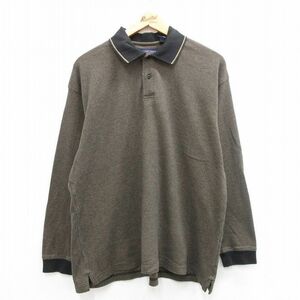 XL/古着 長袖 ポロ シャツ メンズ 90s 大きいサイズ コットン 濃茶他 ブラウン spe 24may08 中古 トップス