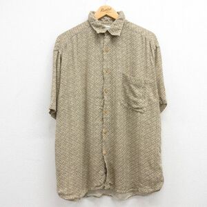 XL/古着 半袖 シャツ メンズ 00s レーヨン ベージュ カーキ 24may08 中古 トップス