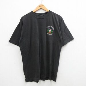 XL/古着 半袖 ビンテージ Tシャツ メンズ 90s ロンドン 大きいサイズ コットン クルーネック 黒 ブラック 24may08 中古