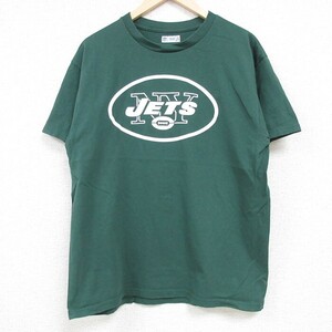 L/古着 半袖 Tシャツ メンズ NFL ニューヨークジェッツ ティムティーボウ 15 コットン クルーネック 緑 グリーン アメフト スーパーボウル