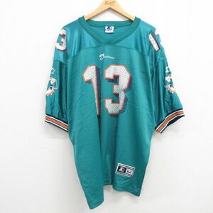 XL/ б/у одежда стартер короткий рукав Vintage футбол футболка мужской 90s NFL Miami Dolphin z Dan Marie no13 сетка земля большой носорог 