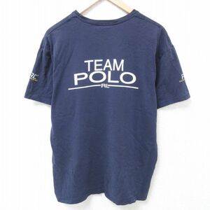 XL/古着 ラルフローレン Ralph Lauren 半袖 ブランド Tシャツ メンズ 90s TEAM POLO 胸ポケット付き クルーネック 紺 ネイビー 24may08 中