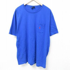 XL/古着 ラルフローレン Ralph Lauren 半袖 ブランド Tシャツ メンズ 90s ワンポイントロゴ 胸ポケット付き 大きいサイズ コットン クルー