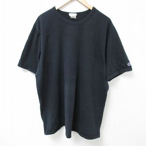 XL/古着 チャンピオン Champion 半袖 ブランド Tシャツ メンズ 無地 大きいサイズ コットン クルーネック 黒 ブラック 24may08 中古