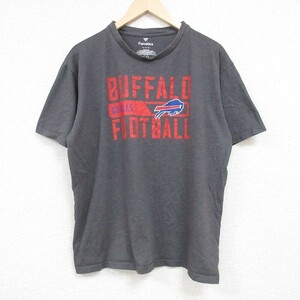 XL/古着 半袖 Tシャツ メンズ NFL バッファロービルズ クルーネック 濃グレー 霜降り アメフト スーパーボウル 24may08 中古