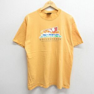 XL/古着 半袖 ビンテージ Tシャツ メンズ 90s BOILERMAKER コットン クルーネック 黄系 イエロー 24may08 中古