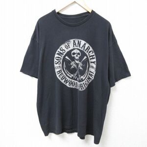 XL/古着 半袖 Tシャツ メンズ サンズオブアナーキー サンオブアナーキー 大きいサイズ クルーネック 黒 ブラック 24may09 中古