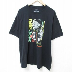 XL/古着 半袖 Tシャツ メンズ 映画 ポエティックジャスティス トゥパック 2パック 2PAC 大きいサイズ クルーネック 黒 ブラック 24may09 中