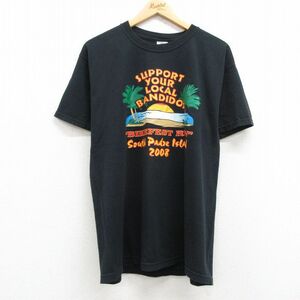 L/古着 ジャージーズ 半袖 ビンテージ Tシャツ メンズ 00s BIKE FEST ヤシの木 クルーネック 黒 ブラック 24may09 中古