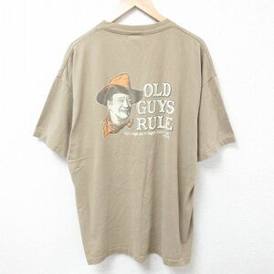 XL/古着 半袖 Tシャツ メンズ オールドガイズルール 大きいサイズ コットン クルーネック 薄茶 ブラウン 24may09 中古