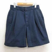 W31/古着 ディッキーズ Dickies ショート ワーク パンツ ショーツ メンズ 90s 紺 ネイビー spe 24may10 中古 ボトムス 短パン ショーパン_画像1