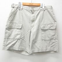 W39/古着 エディーバウアー ショート パンツ ショーツ メンズ ダック地 コットン ベージュ カーキ 24may10 中古 ボトムス 短パン ショーパ_画像1