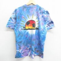 L/古着 All Sports 半袖 ビンテージ Tシャツ メンズ 90s onegame サッカーボール コットン クルーネック 青他 ブルー タイダイ 24may10 中_画像1