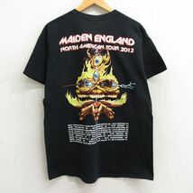 L/古着 半袖 ロック バンド Tシャツ メンズ アイアンメイデン コットン クルーネック 黒 ブラック 24may10 中古_画像2