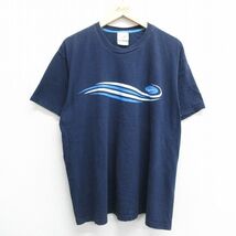 XL/古着 ナイキ NIKE 半袖 ビンテージ Tシャツ メンズ 00s ワンポイントロゴ 大きいサイズ コットン クルーネック 紺 ネイビー 24may10 中_画像1