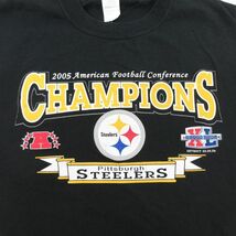 XL/古着 半袖 ビンテージ Tシャツ メンズ 00s NFL ピッツバーグスティーラーズ コットン クルーネック 黒 ブラック アメフト スーパーボウ_画像2