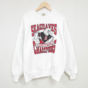 XL/古着 ジャージーズ 長袖 スウェット メンズ 90s フットボール クルーネック 白 ホワイト 24may11 中古 スエット トレーナー トップス