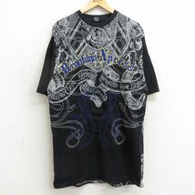 XL/古着 半袖 ビンテージ Tシャツ メンズ 00s Brooklyn Xpress ロング丈 コットン クルーネック 黒他 ブラック 24may11 中古_画像1