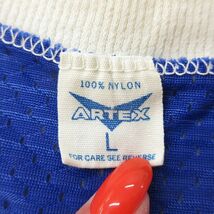 XL/古着 ARTEX 半袖 ビンテージ フットボール Tシャツ メンズ 70s Lakerhealth イングランド メッシュ地 クルーネック 青 ブルー ユニフォ_画像3