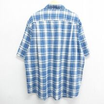 XL/古着 半袖 シャツ メンズ ロング丈 大きいサイズ ボタンダウン 紺他 ネイビー チェック 24may11 中古 トップス_画像3