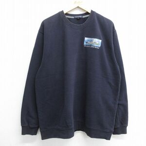 XL/古着 ランズエンド 長袖 スウェット メンズ 船 大きいサイズ クルーネック 紺 ネイビー 24may11 中古 スエット トレーナー トップス