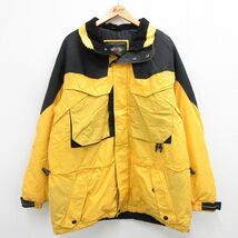 XL/古着 長袖 ナイロン ジャケット メンズ 00s ツートンカラー ロング丈 黄他 イエロー 23nov17 中古 アウター_画像1