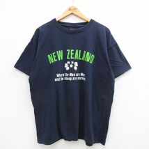 XL/古着 半袖 ビンテージ Tシャツ メンズ 00s ニュージーランド 羊 大きいサイズ コットン クルーネック 紺 ネイビー 24may13 中古_画像1