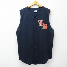 XL/古着 ノースリーブ ベースボール シャツ メンズ 90s LD ロング丈 紺 ネイビー 24may13 中古 トップス_画像1