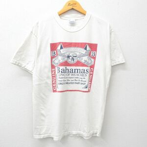 XL/古着 ヘインズ 半袖 ビンテージ Tシャツ メンズ 00s バハマ 太陽 コットン クルーネック 白 ホワイト 24may13 中古