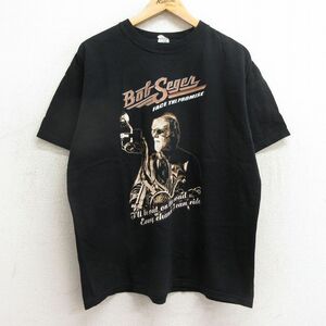 XL/古着 半袖 ビンテージ ロック バンド Tシャツ メンズ 00s ボブシーガー コットン クルーネック 黒 ブラック 24may13 中古