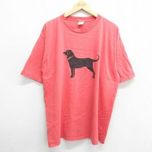 XL/古着 半袖 ビンテージ Tシャツ メンズ 00s 犬 The Black Dog 大きいサイズ コットン クルーネック オレンジ系 24may13 中古