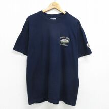 XL/古着 半袖 ビンテージ Tシャツ メンズ 00s ノートルダム スタジアム 刺繍 コットン クルーネック 紺 ネイビー 24may13 中古_画像1