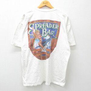 XL/古着 半袖 ビンテージ Tシャツ メンズ 00s カジキ BAR 胸ポケット付き 大きいサイズ コットン クルーネック 白 ホワイト 24may13 中古