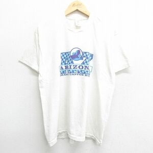 L/古着 半袖 ビンテージ Tシャツ メンズ 90s アリゾナ グランドキャニオン クルーネック 白 ホワイト 24may13 中古