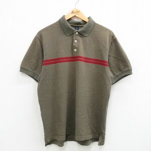 L/古着 ギャップ GAP 半袖 ブランド ポロ シャツ メンズ 鹿の子 コットン 緑系 グリーン 24may14 中古 トップス