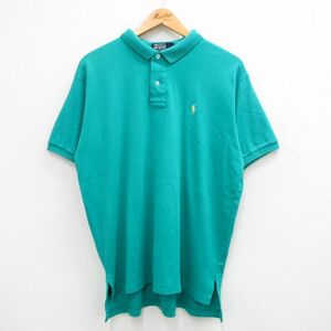 XL/古着 ラルフローレン 半袖 ブランド ポロ シャツ メンズ 90s ワンポイントロゴ ことtン 青緑 spe 24may14 中古 トップス