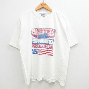 XL/古着 All sports 半袖 ビンテージ Tシャツ メンズ 00s 星条旗 企業広告 コットンクルーネック 白 ホワイト 24may14 中古